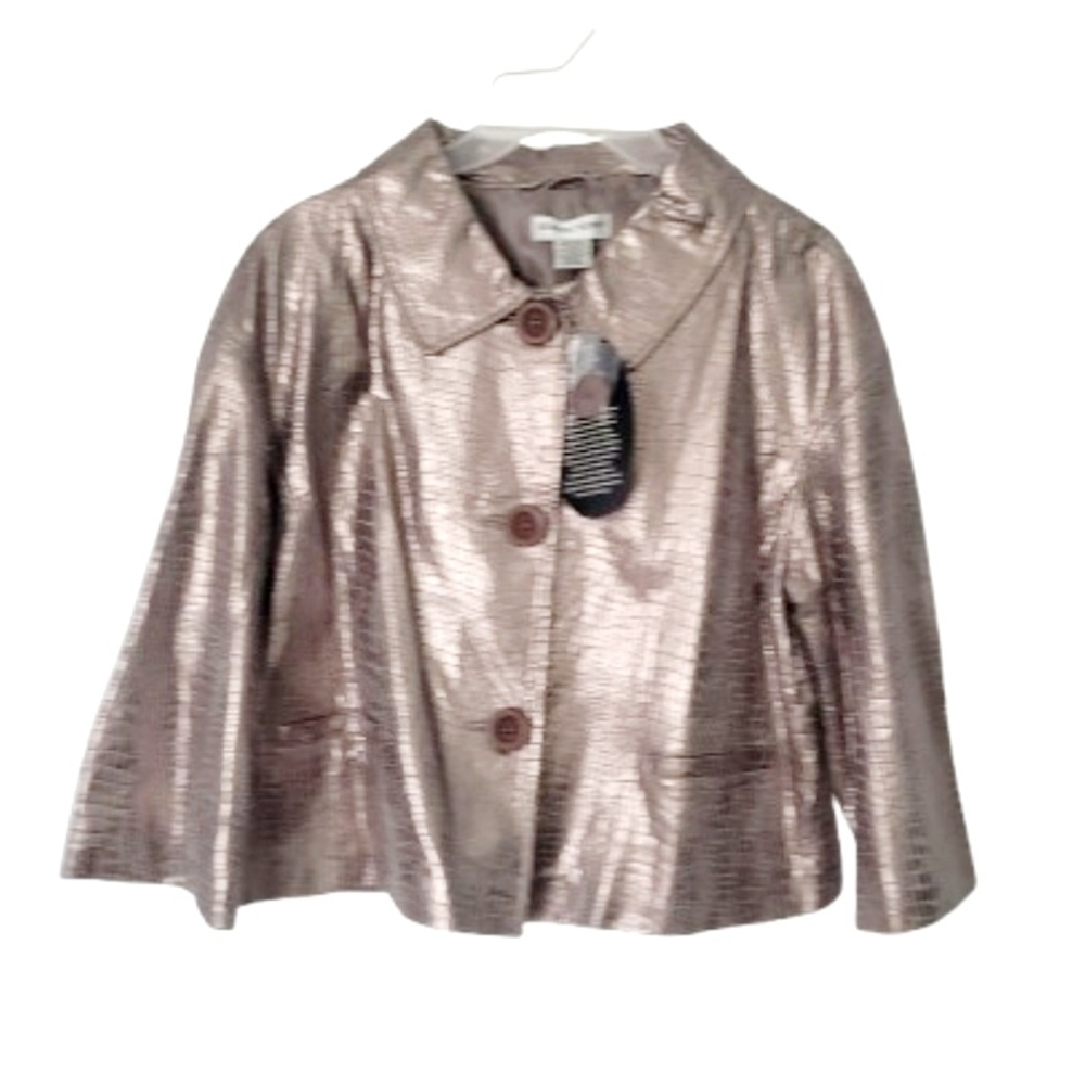 NWT - Newport News Metallic Rose Gold Cropped Swing Jacket